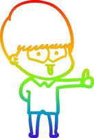 rainbow gradient line drawing cartoon happy boy vector