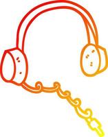 warm gradient line drawing cartoon headphones vector