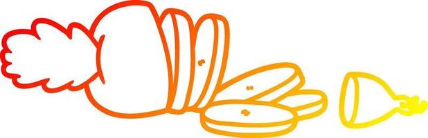 warm gradient line drawing cartoon carrot chopped vector