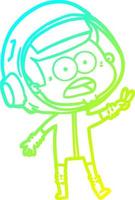 cold gradient line drawing cartoon surprised astronaut vector