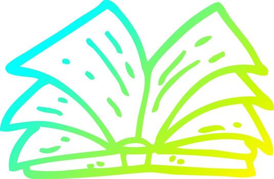 cold gradient line drawing cartoon open book vector