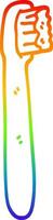 rainbow gradient line drawing cartoon tooth brush vector