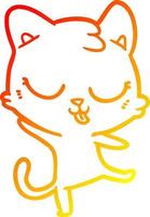 warm gradient line drawing cartoon cat vector