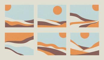 colección de carteles de paisajes abstractos modernos coloridos abstractos. conjunto de plantillas de impresión de arte contemporáneo. fondo de naturaleza para tus redes sociales. vector