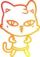 warm gradient line drawing cartoon cat vector