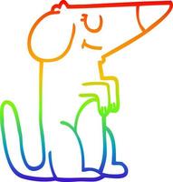 rainbow gradient line drawing cartoon dog vector