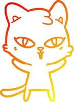 warm gradient line drawing cartoon cat vector