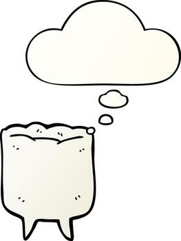 cartoon tooth and thought bubble in smooth gradient style vector