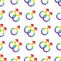 Vector seamless pattern with LGBT male symbols. Mars signs in rainbow colors. Pride month. LGBTQ pattern.