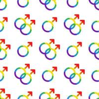 Vector seamless pattern with LGBT male symbols. Mars signs in rainbow colors. Pride month. LGBTQ pattern.