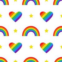 LGBT seamless pattern. Vector LGBT pattern with pride elements. Heart and rainbow. Colorful.