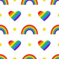 LGBT seamless pattern. Vector LGBT pattern with pride elements. Heart and rainbow. Colorful.