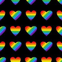 vector patrón lgbt vectorial con corazones de orgullo. corazones en color del arco iris. patrón sin costuras mes del orgullo lgbtq.