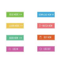 Set of trendy Colourful button for web, mobile app. Template navigation button menu. vector