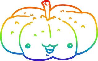 rainbow gradient line drawing cartoon pumpkin vector