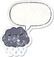 cartoon cloud and speech bubble distressed sticker vector