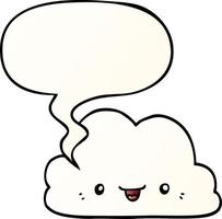 cute cartoon cloud and speech bubble in smooth gradient style vector