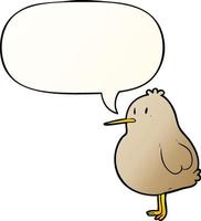 cute cartoon kiwi bird and speech bubble in smooth gradient style vector