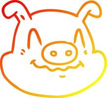 warm gradient line drawing cartoon pig face vector