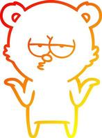 warm gradient line drawing bored bear cartoon shrugging vector