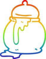 rainbow gradient line drawing cartoon honey pot vector