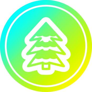snowy tree circular in cold gradient spectrum vector