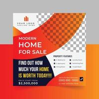 modern home for sale real estate square social media post ads banner design vector