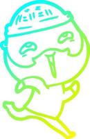cold gradient line drawing cartoon happy bearded man vector