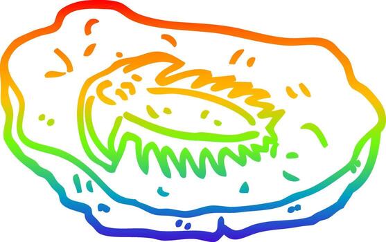 rainbow gradient line drawing cartoon ancient fossil vector