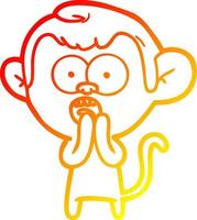 warm gradient line drawing cartoon shocked monkey vector