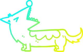 cold gradient line drawing cartoon dog vector