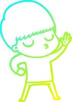 cold gradient line drawing cartoon calm boy vector