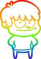 rainbow gradient line drawing happy cartoon man vector