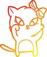 warm gradient line drawing cartoon cat vector