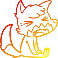 warm gradient line drawing angry cartoon fox sitting vector