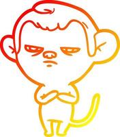 warm gradient line drawing cartoon monkey vector