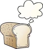 cartoon loaf of bread and thought bubble in smooth gradient style vector