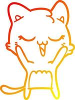 warm gradient line drawing happy cartoon cat vector