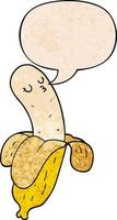 cartoon banana and speech bubble in retro texture style vector