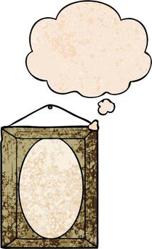 picture frame and thought bubble in grunge texture pattern style vector