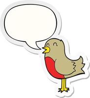 cartoon bird and speech bubble sticker vector