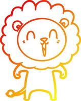 warm gradient line drawing laughing lion cartoon vector