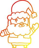 línea de gradiente cálido dibujo santa claus saludando vector