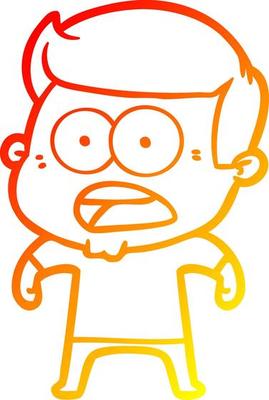 warm gradient line drawing cartoon shocked man