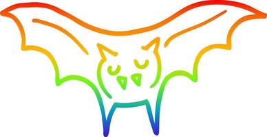 dibujo de línea de gradiente de arco iris murciélago vampiro de dibujos animados vector