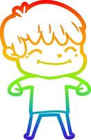 rainbow gradient line drawing cartoon happy boy vector