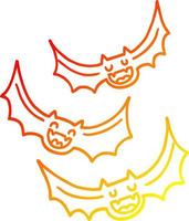 warm gradient line drawing cartoon vampire bats vector