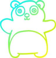 cold gradient line drawing cartoon teddy bear vector