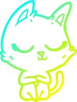 cold gradient line drawing calm cartoon cat vector