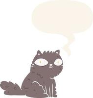cartoon cat looking right at you and speech bubble in retro style vector